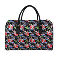 Japanese Traditional Pattern Print Leather Duffel Bag