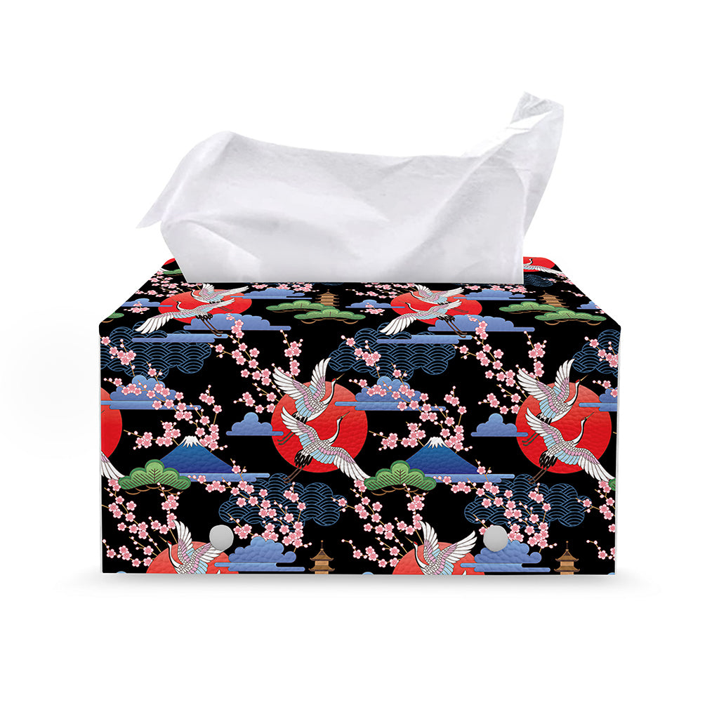 Japanese Traditional Pattern Print Leather Tissue Box Cover