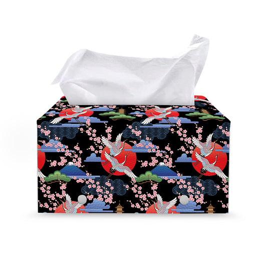 Japanese Traditional Pattern Print Leather Tissue Box Cover