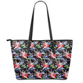Japanese Traditional Pattern Print Leather Tote Bag With Zipper