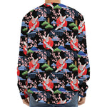 Japanese Traditional Pattern Print Long Sleeve Baseball Jersey