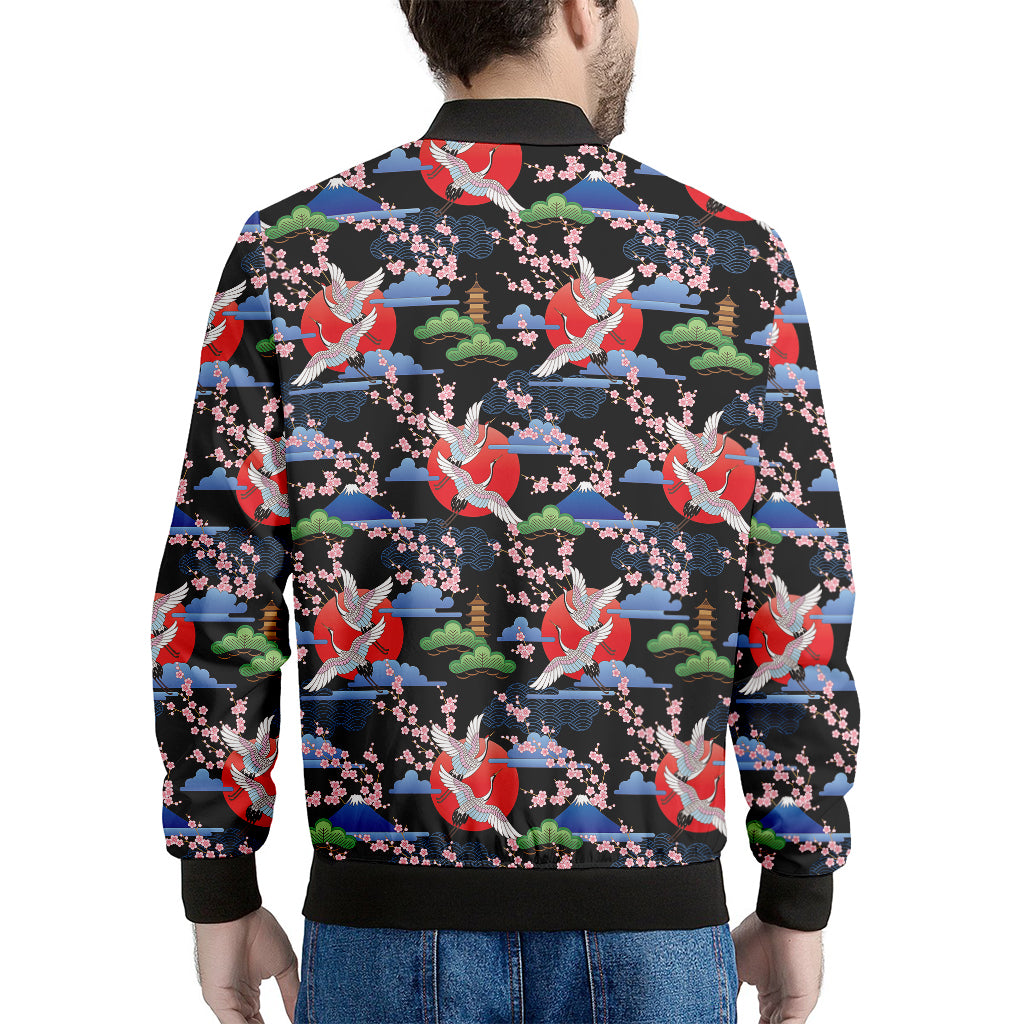 Japanese Traditional Pattern Print Men's Bomber Jacket