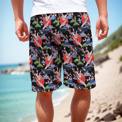 Japanese Traditional Pattern Print Men's Cargo Shorts