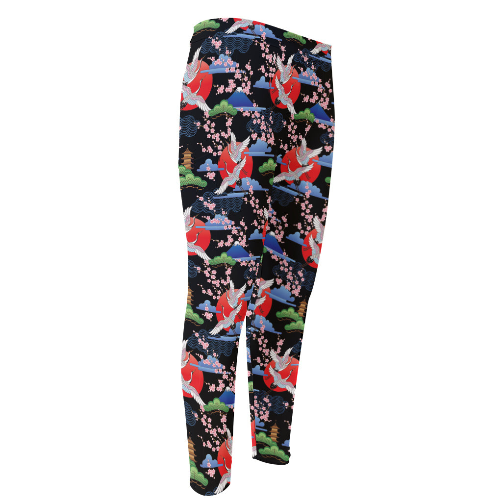 Japanese Traditional Pattern Print Men's Compression Pants
