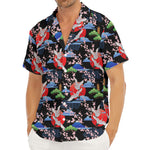 Japanese Traditional Pattern Print Men's Deep V-Neck Shirt