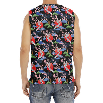 Japanese Traditional Pattern Print Men's Fitness Tank Top
