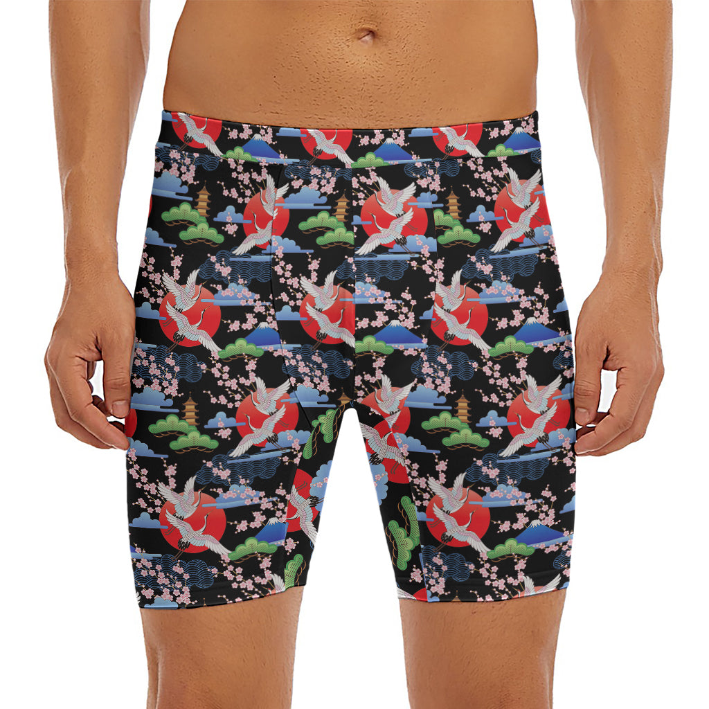 Japanese Traditional Pattern Print Men's Long Boxer Briefs