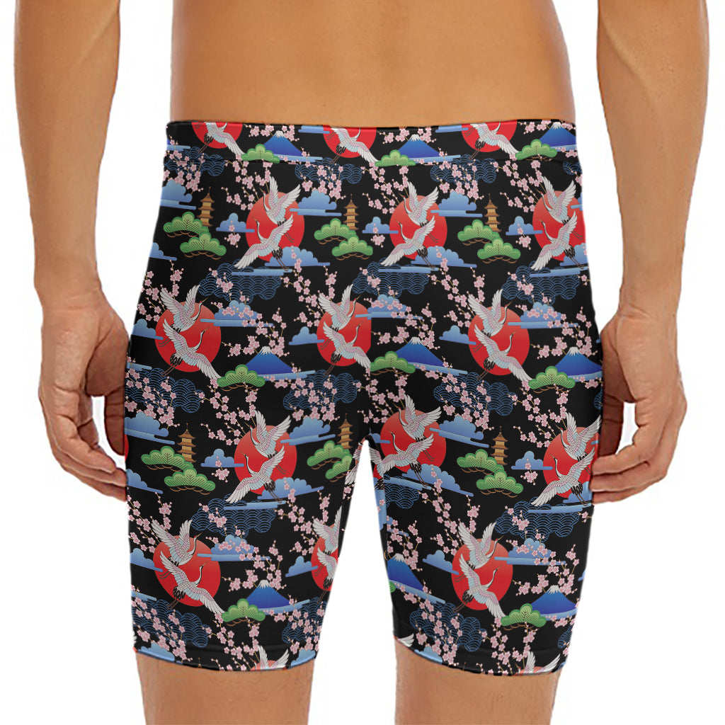 Japanese Traditional Pattern Print Men's Long Boxer Briefs