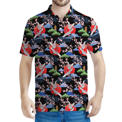 Japanese Traditional Pattern Print Men's Polo Shirt