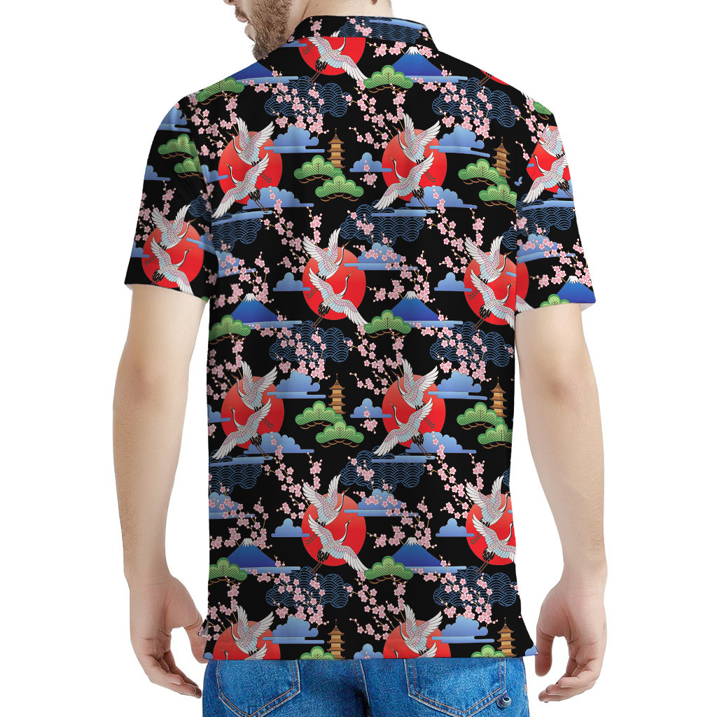 Japanese Traditional Pattern Print Men's Polo Shirt