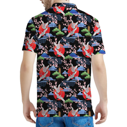 Japanese Traditional Pattern Print Men's Polo Shirt