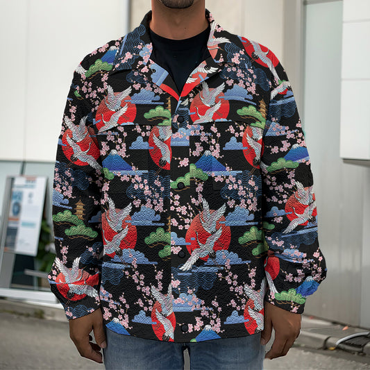 Japanese Traditional Pattern Print Men's Shirt Jacket