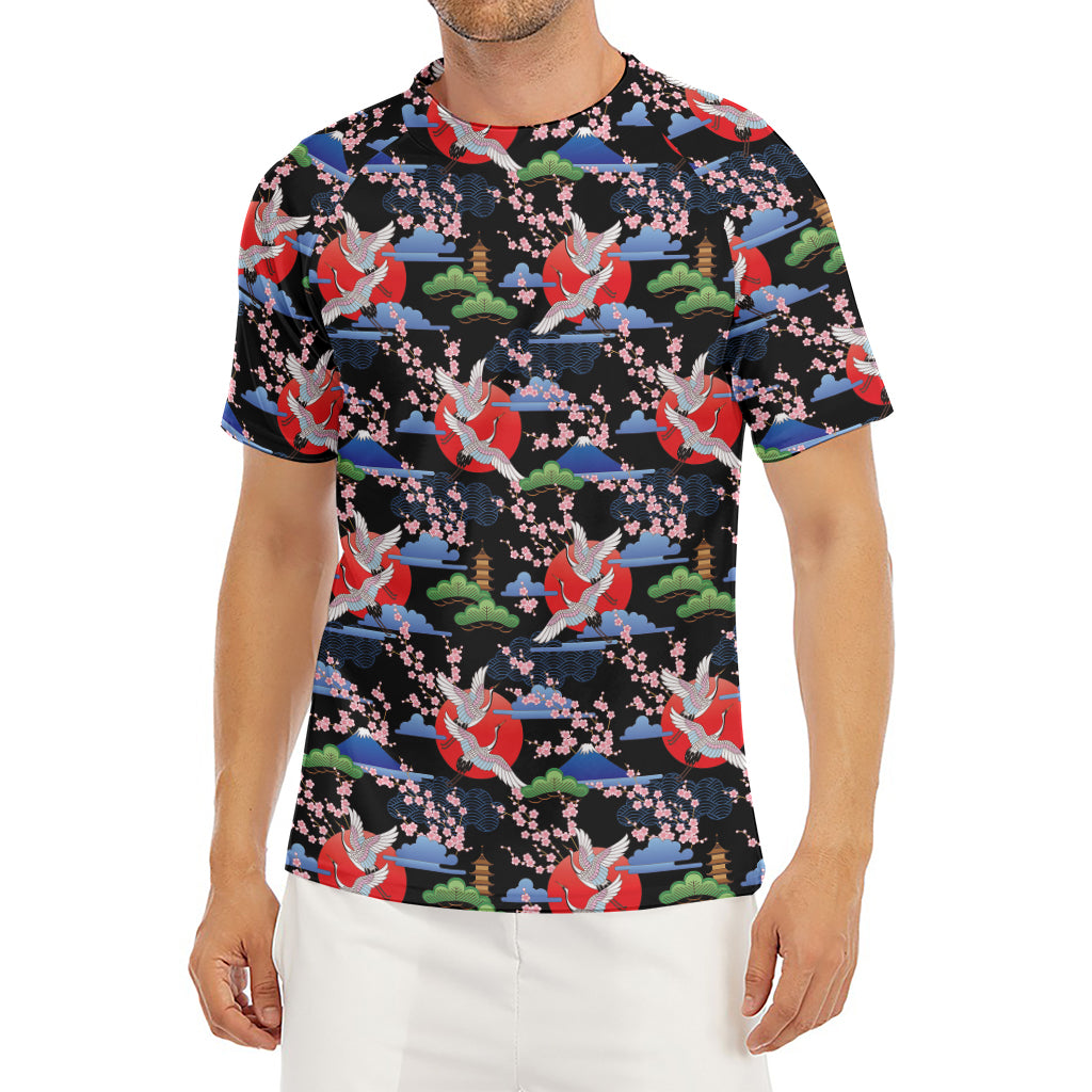 Japanese Traditional Pattern Print Men's Short Sleeve Rash Guard