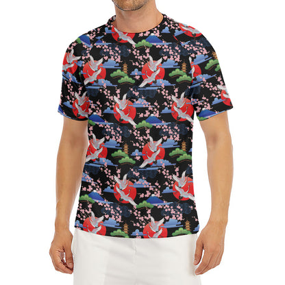 Japanese Traditional Pattern Print Men's Short Sleeve Rash Guard