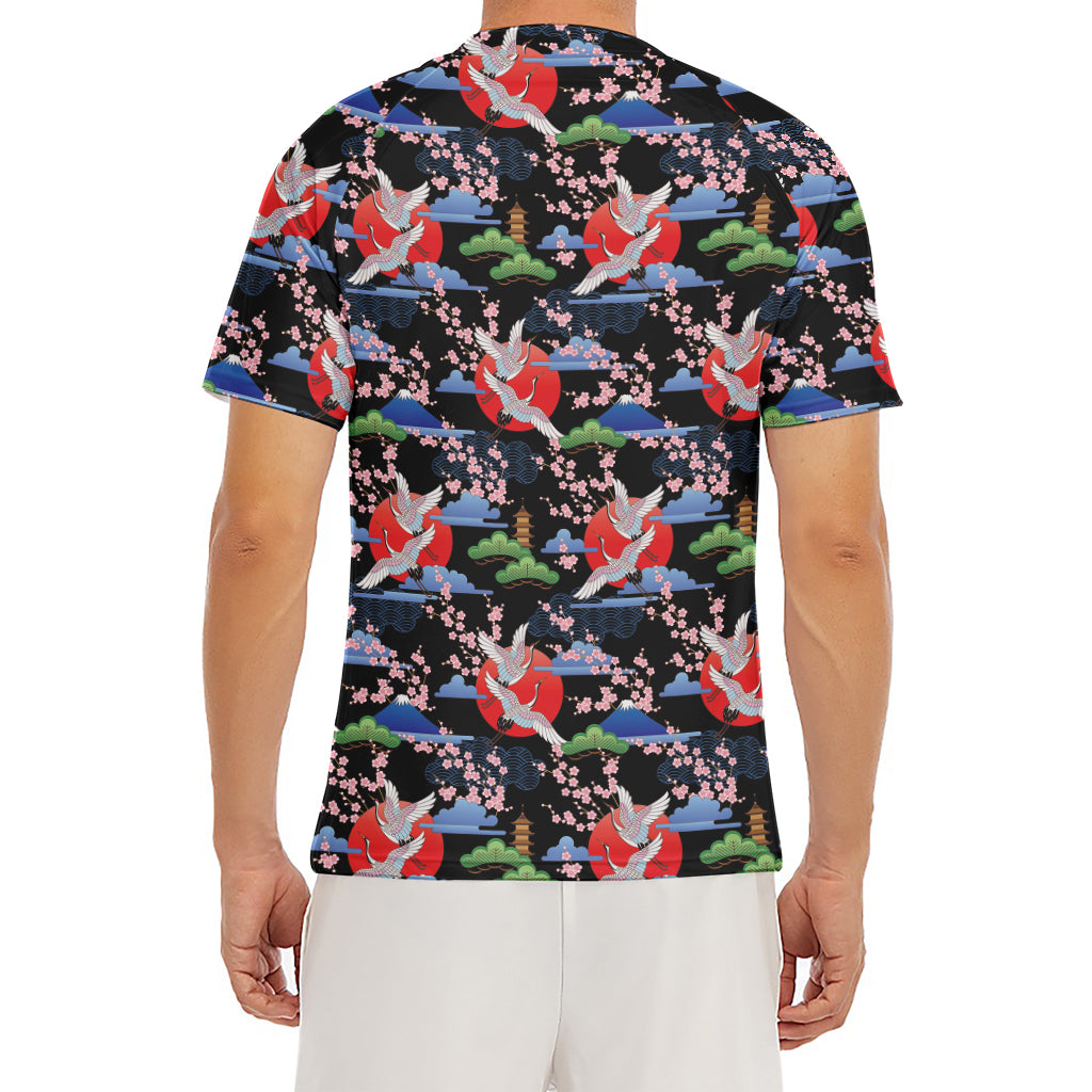 Japanese Traditional Pattern Print Men's Short Sleeve Rash Guard