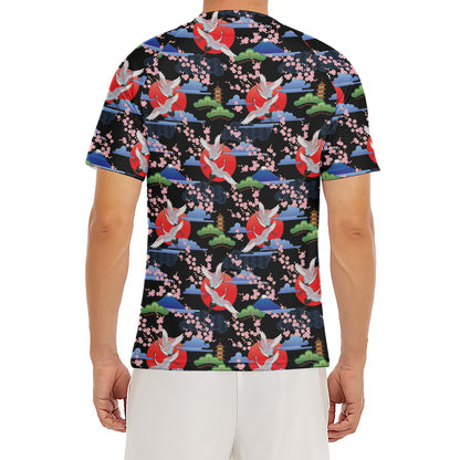 Japanese Traditional Pattern Print Men's Short Sleeve Rash Guard