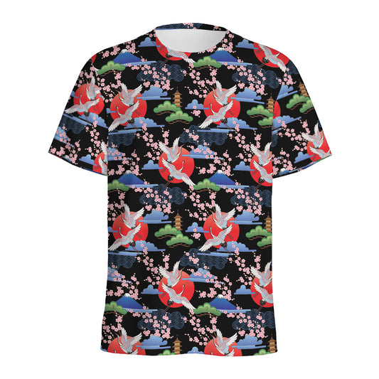 Japanese Traditional Pattern Print Men's Sports T-Shirt