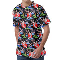 Japanese Traditional Pattern Print Men's Velvet T-Shirt