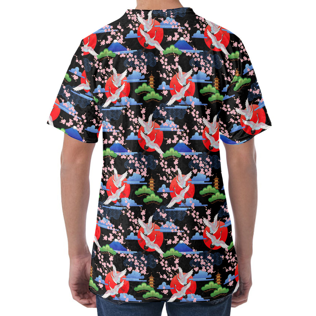 Japanese Traditional Pattern Print Men's Velvet T-Shirt