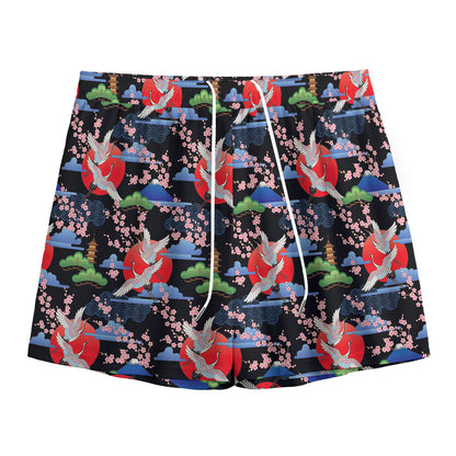 Japanese Traditional Pattern Print Mesh Shorts
