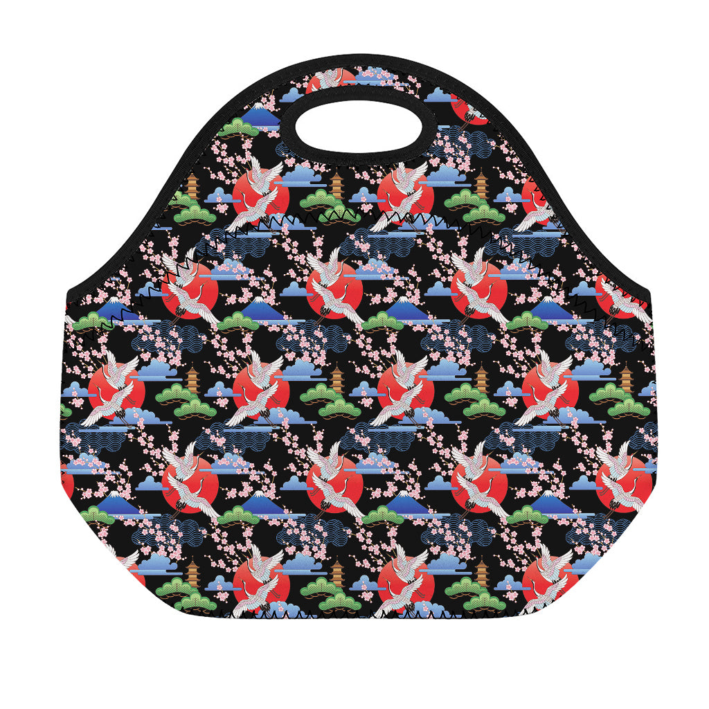 Japanese Traditional Pattern Print Neoprene Lunch Bag