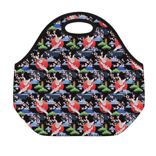 Japanese Traditional Pattern Print Neoprene Lunch Bag