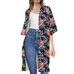 Japanese Traditional Pattern Print Open Front Beach Cover Up