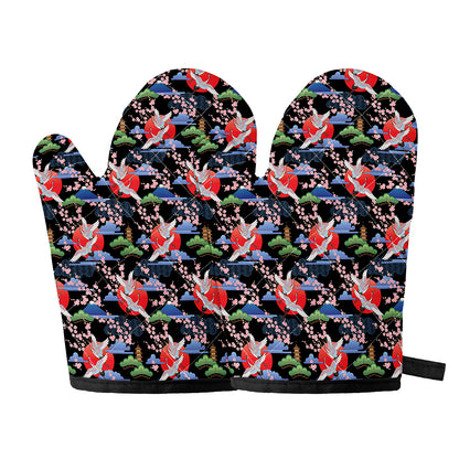 Japanese Traditional Pattern Print Oven Mitts