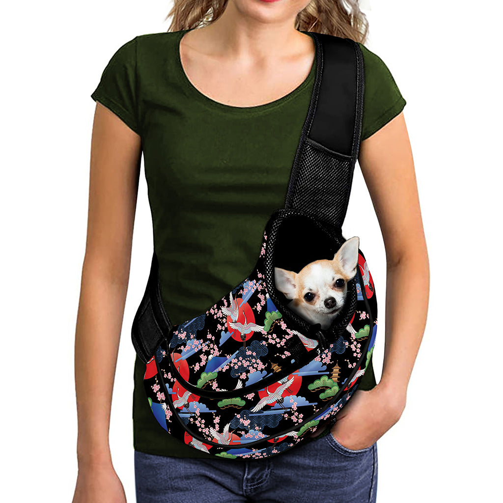 Japanese Traditional Pattern Print Pet Sling Carrier