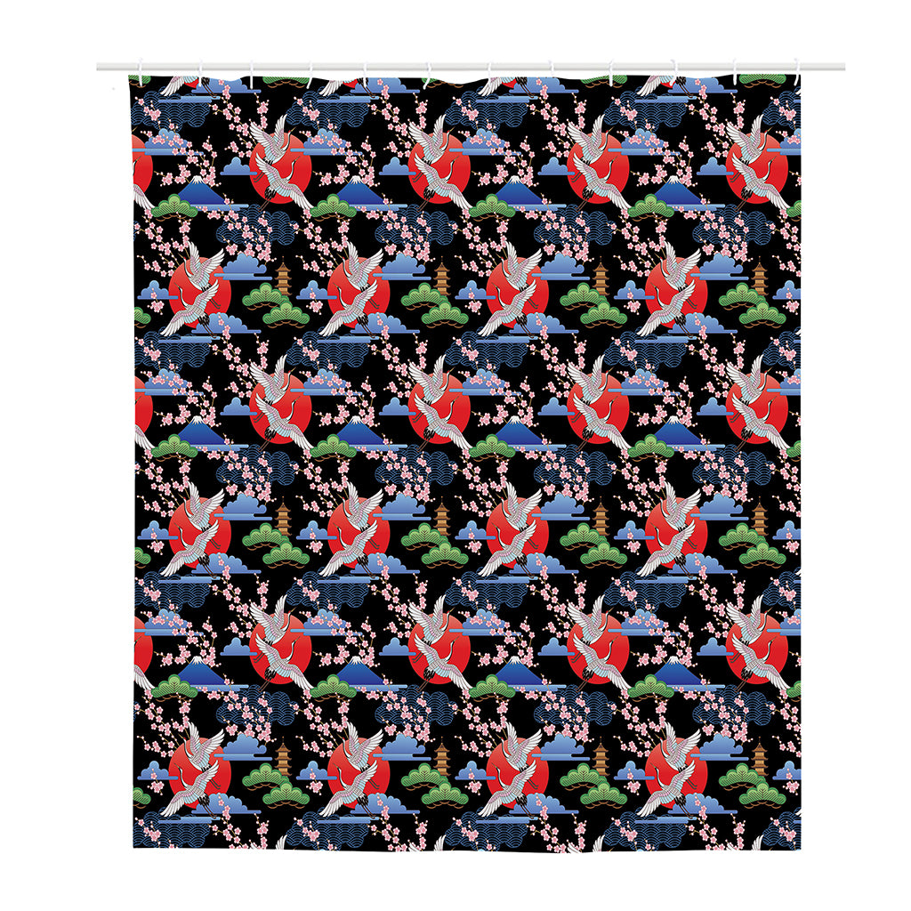 Japanese Traditional Pattern Print Polyester Shower Curtain