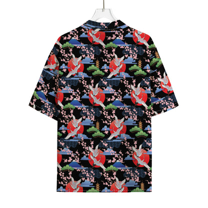 Japanese Traditional Pattern Print Rayon Hawaiian Shirt