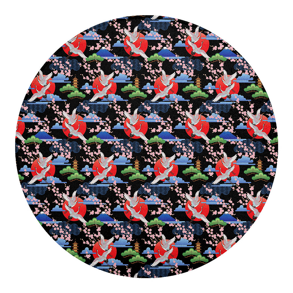Japanese Traditional Pattern Print Round Blanket