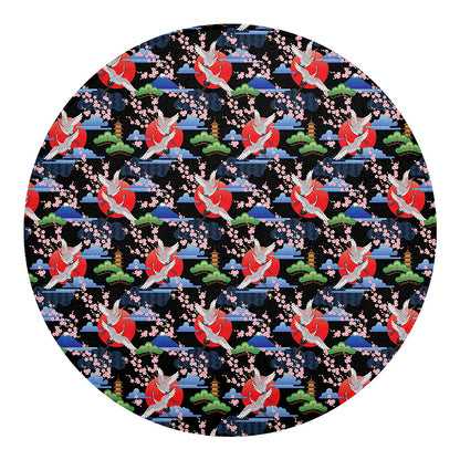 Japanese Traditional Pattern Print Round Blanket