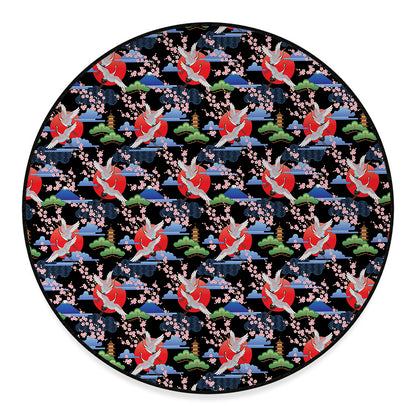 Japanese Traditional Pattern Print Round Floor Mat