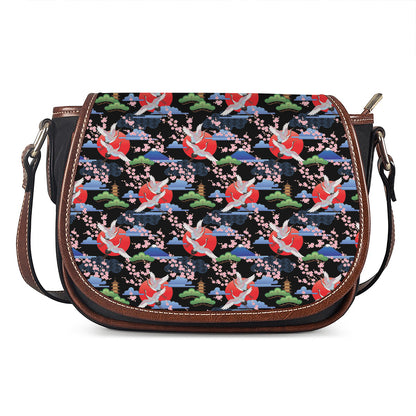 Japanese Traditional Pattern Print Saddle Bag