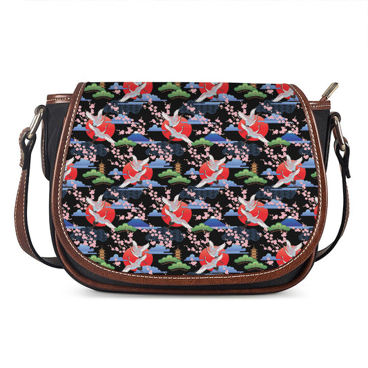 Japanese Traditional Pattern Print Saddle Bag