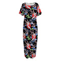 Japanese Traditional Pattern Print Short Sleeve Long Nightdress