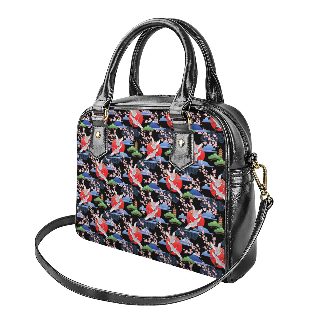 Japanese Traditional Pattern Print Shoulder Handbag