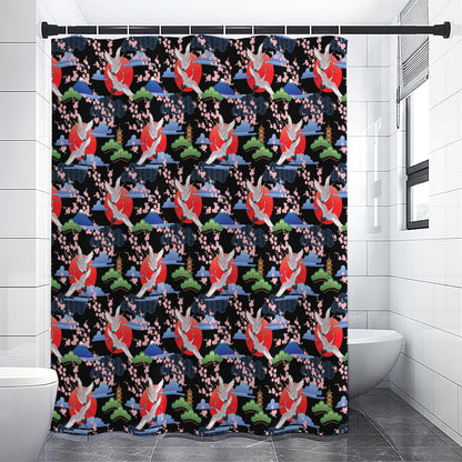 Japanese Traditional Pattern Print Shower Curtain
