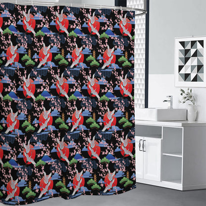 Japanese Traditional Pattern Print Shower Curtain