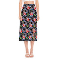 Japanese Traditional Pattern Print Side Slit Midi Skirt