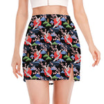 Japanese Traditional Pattern Print Side Slit Mini Skirt