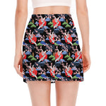 Japanese Traditional Pattern Print Side Slit Mini Skirt