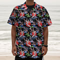 Japanese Traditional Pattern Print Textured Short Sleeve Shirt