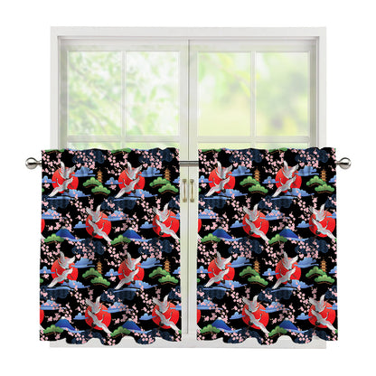 Japanese Traditional Pattern Print Tier Curtains
