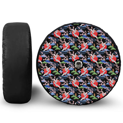 Japanese Traditional Pattern Print Tire Cover With Camera Hole
