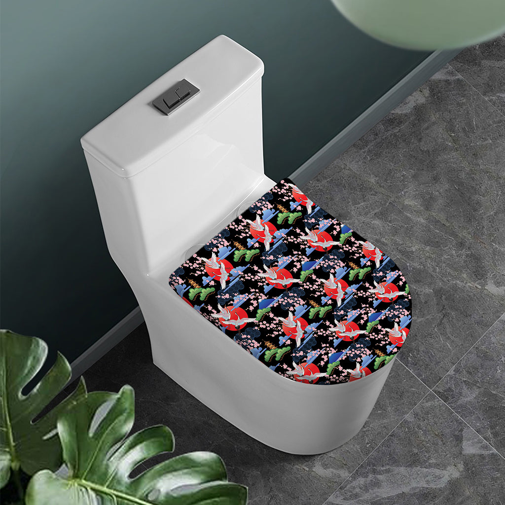 Japanese Traditional Pattern Print Toilet Lid Cover