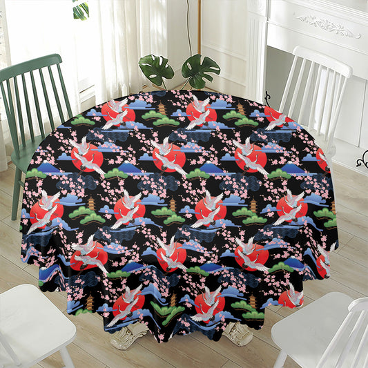 Japanese Traditional Pattern Print Waterproof Round Tablecloth