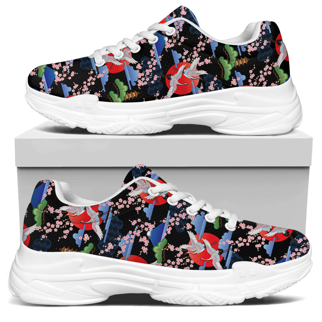 Japanese Traditional Pattern Print White Chunky Shoes