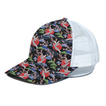 Japanese Traditional Pattern Print White Mesh Trucker Cap